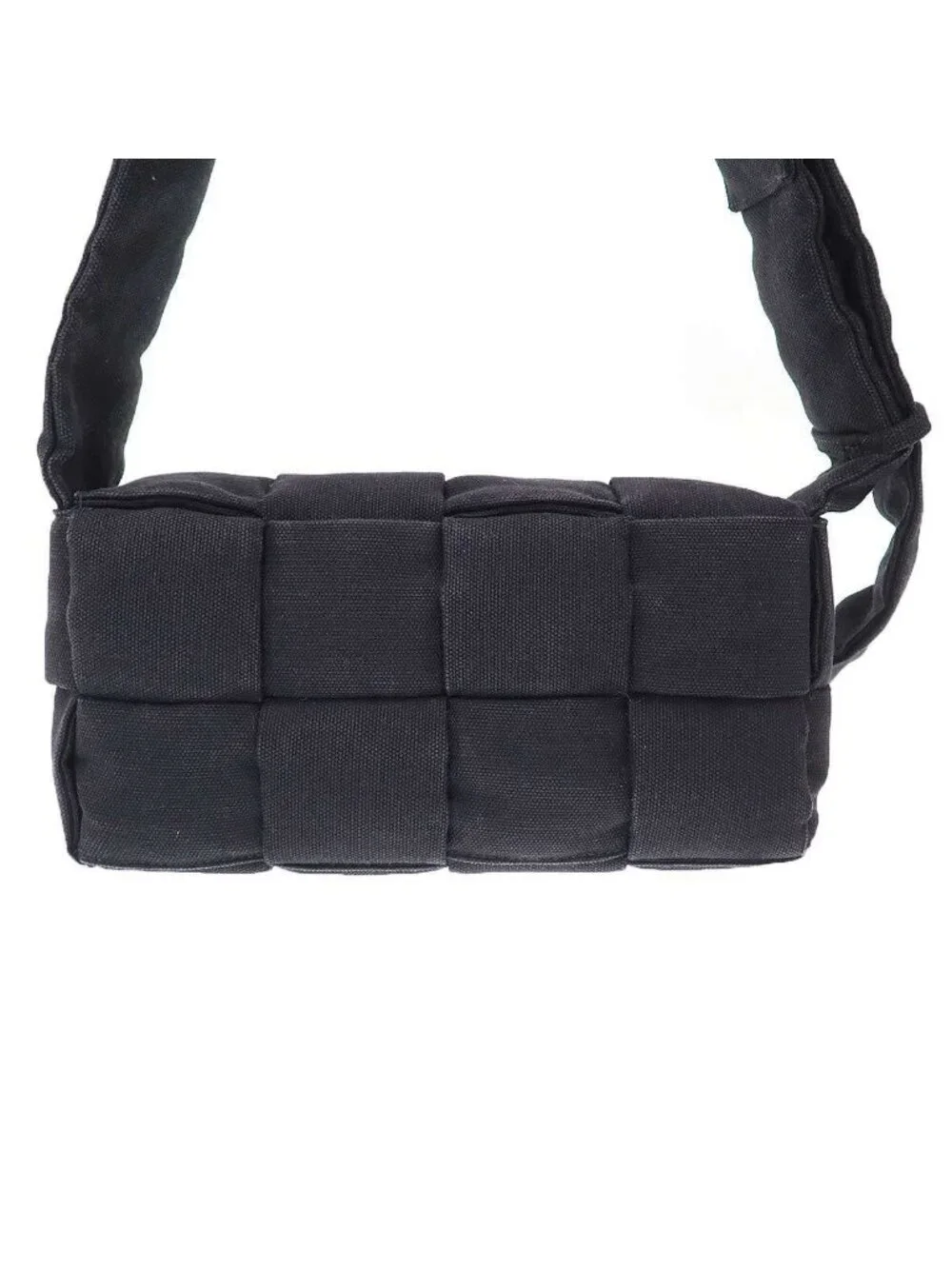 Bottega Veneta Padded Tech Cassette Canvas Intrecciato Shoulder Bag Black